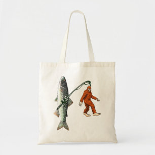 Bigfoot Vist Funny Sasquatch en Fish Lake Trou Tote Bag