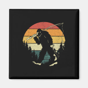 Bigfoot Vist Funny Sasquatch Fish Sunset 80s B Magneet