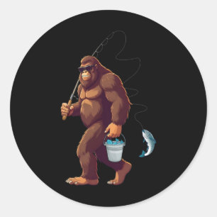 Bigfoot Vist Grappige Retro Sasquatch Visser Da Ronde Sticker