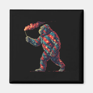 Bigfoot vuurwerk 4 juli Mannen Sasquatch Americ Magneet