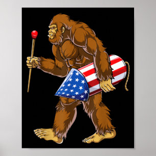 Bigfoot-Vuurwerk 4 juli Mannen Sasquatch Poster