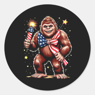 Bigfoot vuurwerk 4 juli Sasquatch VS Amerika Ronde Sticker