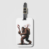 Bigfoot Vuurwerk 4 juli Vlag Sasquatch Bagagelabel (Voorkant (verticaal))
