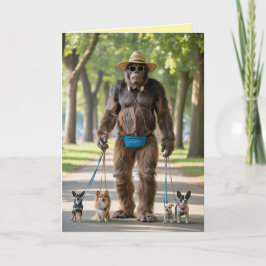 Bigfoot Walkin' the Dog Card Feestdagen Kaart