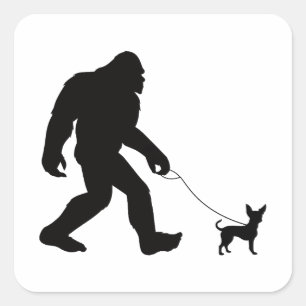 Bigfoot Walking Chihuahua Vierkante Sticker