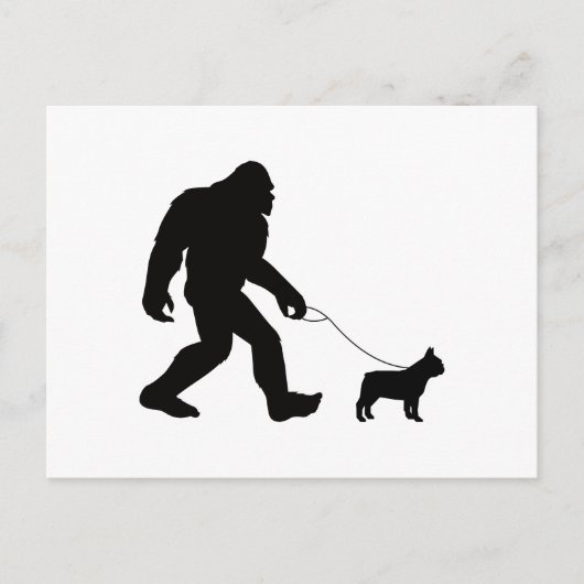 Bigfoot Walking French Bulldog Briefkaart (Voorkant)