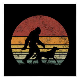 Bigfoot Walking Labrador Retriever Dog  Perfect Poster