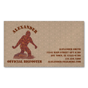 Bigfoot Walking Sasquatch Tan Pattern Custom Magnetisch Visitekaartje