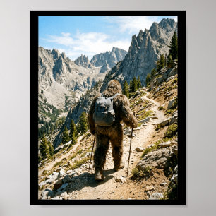 Bigfoot wandelen grappige sasquatch backpacken poster
