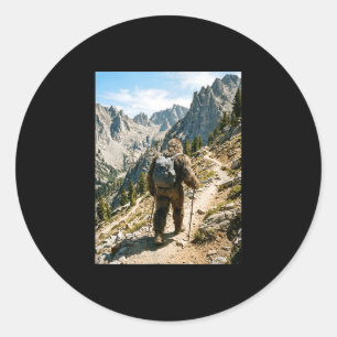Bigfoot wandelen grappige sasquatch backpacken ronde sticker