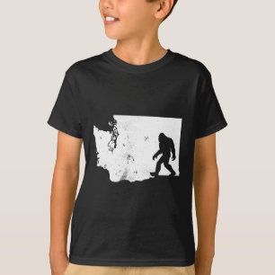 Bigfoot Washington State Map Sasquatch Mannen Vrou T-shirt
