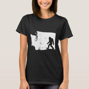 Bigfoot Washington State Map Sasquatch Mannen Vrou T-shirt