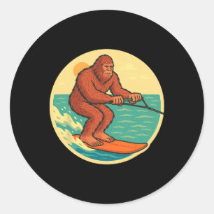 Bigfoot waterskiën Cryptid Beach Graphic Ronde Sticker