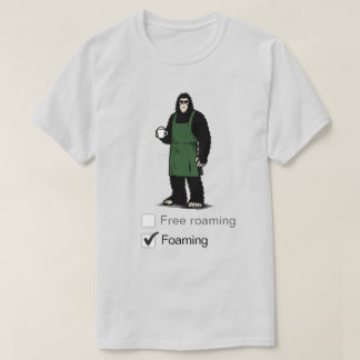 Bigfoot werkt bij de kledingwinkel T-Shirt