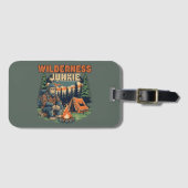 Bigfoot wildernis junkie retro ontwerp bagagelabel (Voorkant (horizontaal))