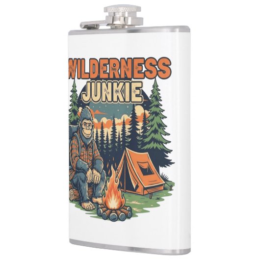 Bigfoot wildernis junkie retro ontwerp heupfles (Links)