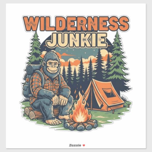 Bigfoot wildernis junkie retro ontwerp sticker (Vel)
