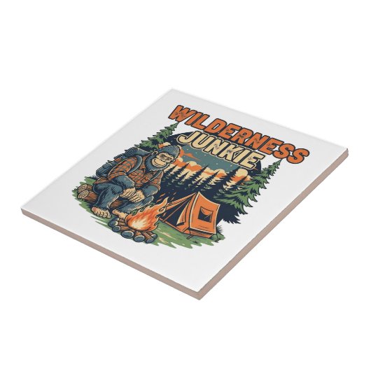 Bigfoot wildernis junkie retro ontwerp tegeltje (Zijkant)