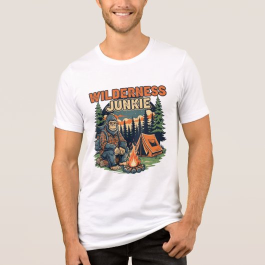 Bigfoot wildernis junkie retro ontwerp Tri-Blend shirt (Voorkant)