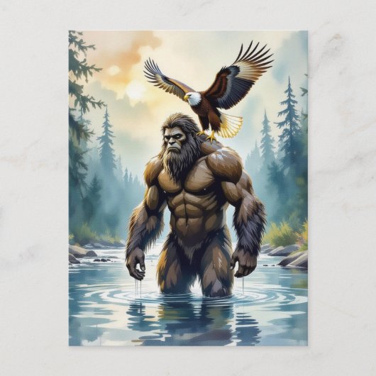Bigfoot with an Eagle on his Shoulder Briefkaart (Voorkant)