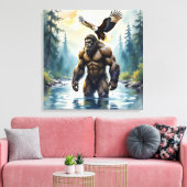 Bigfoot with an Eagle on his Shoulder Canvas Afdruk (Insitu (Woonkamer))