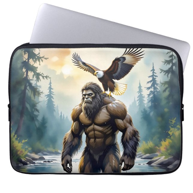 Bigfoot with an Eagle on his Shoulder  Laptop Sleeve (Voorkant)