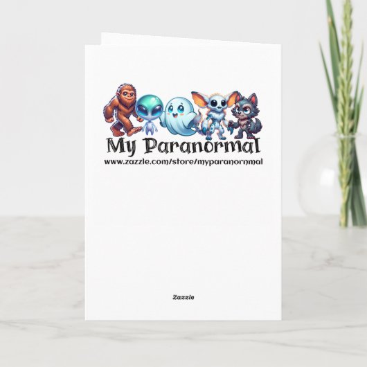 Bigfoot with Glowing Eyes and Owl on his Shoulder Kaart (Achterkant)