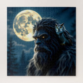 Bigfoot with Glowing Eyes and Owl on his Shoulder  Legpuzzel (Verticaal)