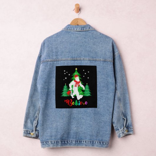 Bigfoot Yeti Sasquatch Kerstmis Geloof Kerstmis Denim Jacket (Hangar)
