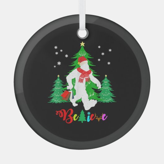 Bigfoot Yeti Sasquatch Kerstmis Geloof Kerstmis Glas Ornament (Voorkant)