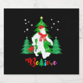 Bigfoot Yeti Sasquatch Kerstmis Geloof Kerstmis Sparkling Wijnetiket (Enkel label)