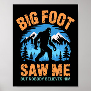 Bigfoot Zag Me Grappig Sasquatch Retro Grote Voet  Poster