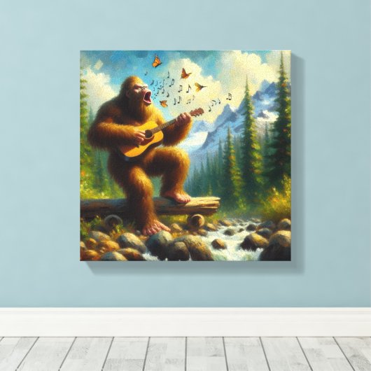 Bigfoot zingen canvas afdruk (Insitu (Houten vloer))