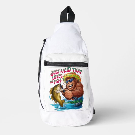 Bigfoots Gewoon een kind dat houdt van vissen Sling Bag (Voorkant)