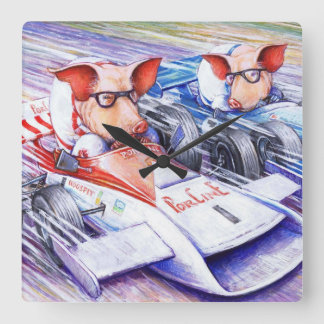 Biggen die de wandklok van de auto besturen vierkante klok