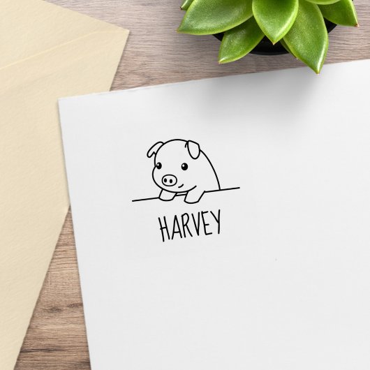 Biggetje dat gluurt 1x1 	rubberstempel