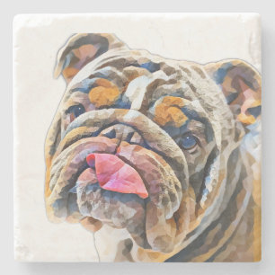 Biggie de Bulldog Animal Gram Stenen Onderzetter