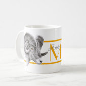 Bighorn Ram Animal art Aries Zodiac Monogram Koffiemok (Voorkant links)
