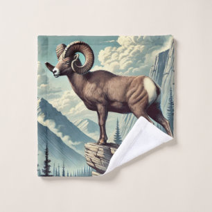 Bighorn Schaap op een Rocky Outcrop Bad Handdoek
