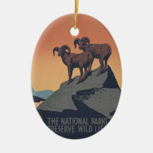 Bighorn Sheep American West Wildlife Keramisch Ornament