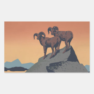 Bighorn Sheep American West Wildlife Rechthoekige Sticker