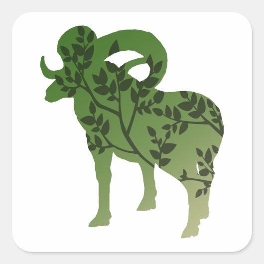 Bighorn Sheep Tree Vierkante Sticker (Voorkant)