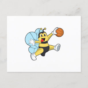 Bij as Basketballspeler met Basketbal Briefkaart