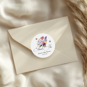 Bij-babyshower Kleurrijke bloemen bedankje Ronde Sticker