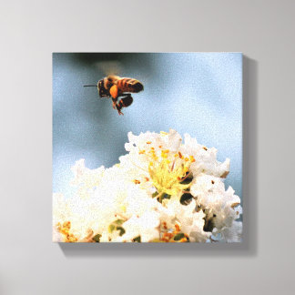 Bij bloem canvasprint canvas afdruk