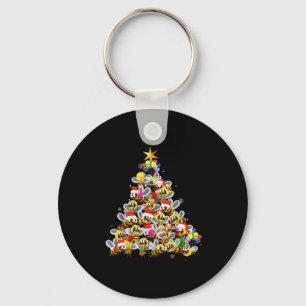 Bij boom kerst trui Kerstmis voor bijenliefhebber Sleutelhanger