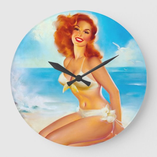 Bij de Beach Pin up Grote Klok (Voorkant)