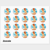 Bij de Beach Pin up Ronde Sticker (Vel)