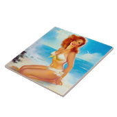 Bij de Beach Pin up Tegeltje (Zijkant)