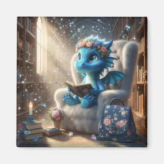 Bij de Bibliotheek - Blue Dragon Magnet Magneet